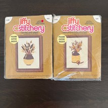 Vintage Jiffy Stitchery 2 Kits Thistles &amp; Pussywillows Cattails &amp; Wheat ... - $24.99