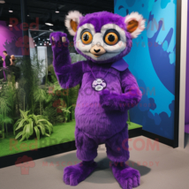 Purple Lemur mascot costume character dressed with a Romper and Earrings - £957.87 GBP