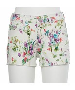 Indigo Rein Mid Rise Frayed Hem Shorts White Floral Women&#39;s Jr S 5-9 NWT... - $22.25