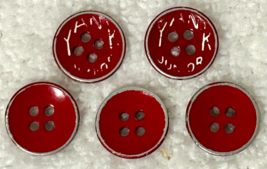 Vintage Red Painted Metal Work Clothing Yank Junior Buttons 5/8" Wide - $4.95
