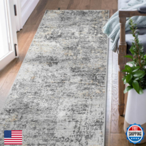 jinchan 3x7 Washable Modern Abstract Hallway Runner Rug Grey Multi Print - $75.58