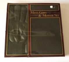 Royal-Scot Mens Black Knit Gloves Muffler Scarf Set, Vintage - £7.93 GBP