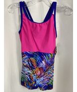 Motionwear Gymnastics Cami Bow Back Biketard, Pink/Mult Size L Child (10... - $19.85 CAD