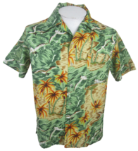Hawaiian Luau vintage 1970s Men camp shirt p2p 22&quot; S aloha luau tropical floral - £31.06 GBP
