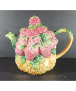 Vintage STRAWBERRY BASKET Ceramic TEAPOT Asia Master Group - $26.05 CAD