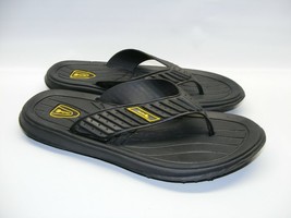 Studio 35 Mens Large 10-11 Black Rubber Flip Flop Slides Sandals Shoes - £16.37 GBP