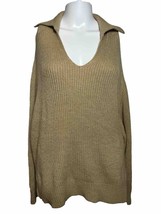 New Vince Camuto Women&#39;s Medium Collared Ribbed Sweater Brown Minimalist... - $15.10