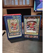 Vintage 80&#39;s Dancing Paper Santa Claus Musical Jewelry Trinket Box Works... - €20,56 EUR