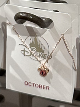 Disney Parks Minnie Mouse Rose October Faux Birthstone Necklace Gold Col... - £26.26 GBP