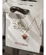 Disney Parks Minnie Mouse Rose October Faux Birthstone Necklace Gold Col... - £25.88 GBP