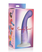 Curve Toys Simply Sweet 7&quot; Slim G Spot Silicone Dildo - Purple/white - £25.54 GBP