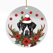 Funny Great Dane Dog Wreath Christmas Ornament Acrylic Deer Anlters Gift Decor - £13.41 GBP