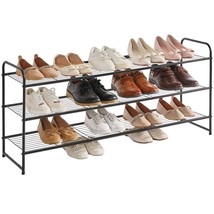 Freestanding Shoe Racks, 3 Tiers Stackable &amp; Adjustable Shoe Storage Shelf, Extr - £40.08 GBP