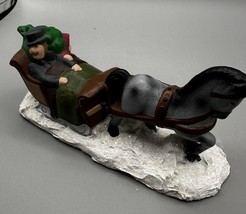 Byron Mold Man Women Sleigh Tree with Horse Snow Base  Hand Painted 1970s - £9.72 GBP