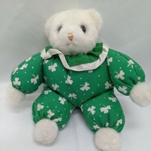 Russ Berrie Shamrock 6&quot; Irish  Green Four Leaf Clover Outfit Teddy Bear ... - £17.76 GBP