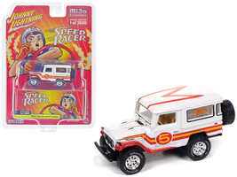 1980 Toyota Land Cruiser White with Red and Yellow Stripes &quot;Speed Racer&quot; Livery  - $24.99