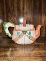 Vintage 1990 Midwest Importers Of Cannonfalls Fishing Basket Ceramic Teapot - $35.00