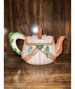 Vintage 1990 Midwest Importers Of Cannonfalls Fishing Basket Ceramic Teapot - £27.54 GBP