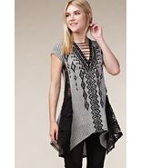 Cap Sleeve Black, Taupe Top w/Eyelet &amp; Stones by Vocal  Apparel S, M, L,... - £33.17 GBP