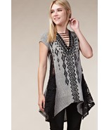 Cap Sleeve Black, Taupe Top w/Eyelet &amp; Stones by Vocal  Apparel S, M, L,... - $57.43 CAD