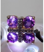 PAJ BB (Stamped) Ear Rings Purple Stones Gold Post Small Squares  3.1 Grams - £27.37 GBP