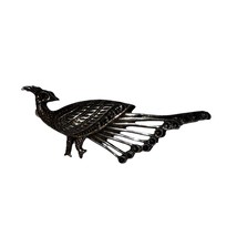 925 Sterling Silver  Vintage Sparkling Marcasite Peacock Brooch Pin Tail... - $19.75