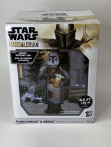 Star Wars Mandalorian w/ Grogu Light Up Christmas Airblown Inflatable NIB Yoda - £52.27 GBP