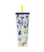 Starbucks Tumbler Pansy Purple Lilac Lavender Flower Cold Venti Coffee Cup 24oz - $59.39