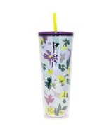 Starbucks Tumbler Pansy Purple Lilac Lavender Flower Cold Venti Coffee C... - £47.58 GBP