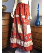 Renee California Patchwork Maxi Wrap Skirt Womens Large Red Lace Vintage... - $103.77 CAD