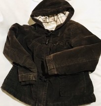 Old Navy Courderoy Jacket Winter Fall Coat Sz L ( 8-10) Fur Lined Brown - $35.00