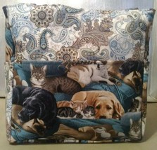 Dogs Cats Animals Pets Labs Sleeping Paisley Purse/Project Bag Handmade 12x12 - £29.68 GBP