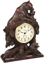 Charming Hand-Painted Mama Bear and Cubs Resin Mantle,Tabletop Clock, USA Made - $329.00
