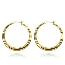 Italian-Made 18K Gold Plated French Lock Hoop Earrings - £16.58 GBP