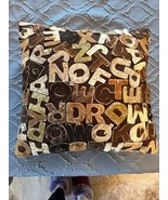 Unbranded Earth Tones Wool Throw Pillow Alphabet Cow Hide 16&#39;&#39; x 16&#39;&#39; - €42,46 EUR