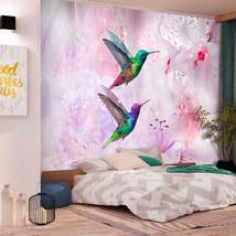Tiptophomedecor Animal Wallpaper Wall Mural - Colourful Hummingbirds Purple - £47.95 GBP+