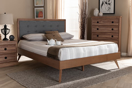 Lisette Dark Gray Fabric Walnut Brown Full Size Platform Bed - $419.00 Lisette Dark Gray Fabric Walnut Brown Full Size Platform Bed - $419.00