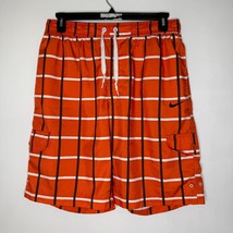 Nike Men’s Orange Striped Cargo Swim Shorts Trunks XL Quick‑Dry - $25.00