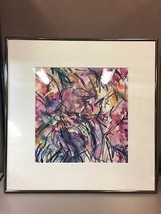 Colorful Abstract Watercolor Painting by Diane Levy Matted &amp; Framed - £74.07 GBP