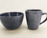 Large Ceramic Bowl &amp; Mug Set, Pottery Barn, Sausalito Pattern, Stormy Bl... - $19.55
