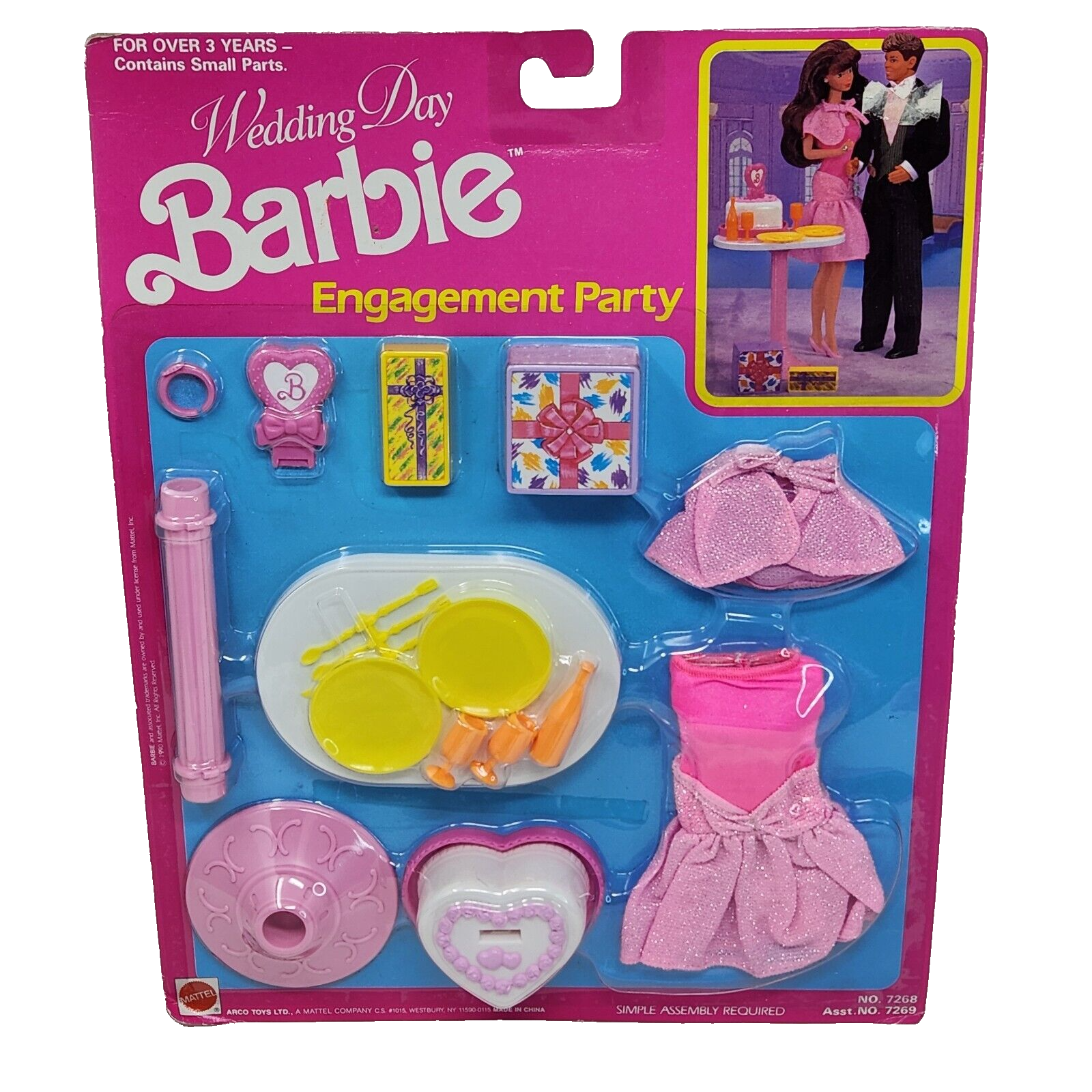 Primary image for VINTAGE 1990 WEDDING DAY BARBIE ENGAGEMENT PARTY # 7269 ACCESSORIES MATTEL NEW