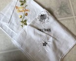 Two (2) Vintage White Hankies Embroidered Happy Birthday AND Greetings - $18.27