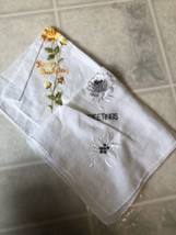 Two (2) Vintage White Hankies Embroidered Happy Birthday AND Greetings - £14.36 GBP