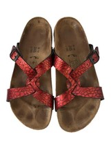 Birkenstock BIRKI&#39;S Womens Sandals SYLT Red Metallic Embossed Leather Tw... - $35.51