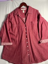 Romans Womens 24W Plus Button Up Casual Shirt Ladies  Red Ladies Shirts ... - $8.99