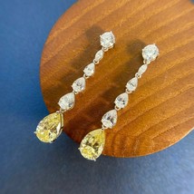 4.50Ct Pear Cut Yellow Diamond Lab-Created Earrings 14K White Gold Plated - £120.26 GBP