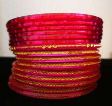 Pink Plastic Bangles Bracelets Set for Women Indian Vintage Preowned Use... - £12.11 GBP