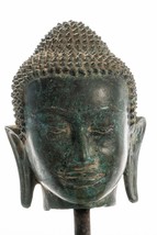 Buddha Statue - Antique Thai style Mounted Bronze Buddha Head statue - 35cm/14&quot; - £487.21 GBP