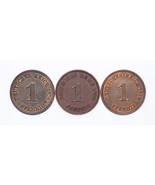1876-A, 1889-A &amp; 1892-A Allemagne 1 Pfennig plein De 3 Pièces ( Xf-Au État) - €37,72 EUR