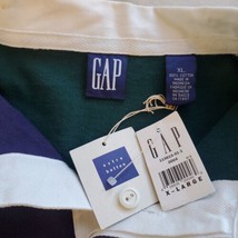 VTG Gap Rugby Shirt Mens XL Green Blue Long Sleeve Polo Cotton Preppy 90s NOS - £39.26 GBP